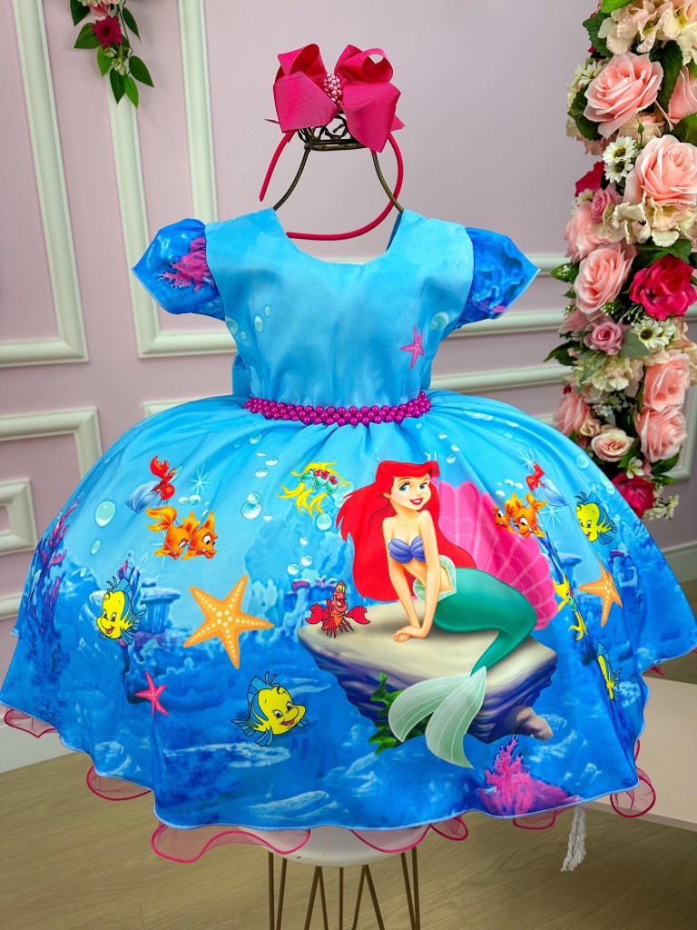 Vestido Infantil Temáticos da Gigi Ariel - Sereia (VESTINFTMCDGGARLSRA)
