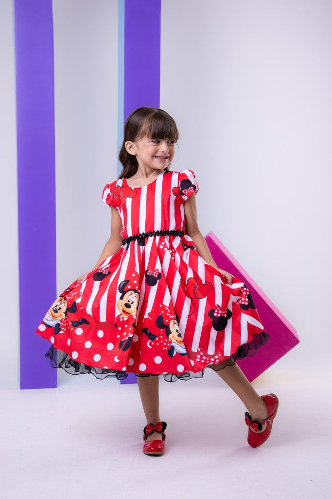 Vestido Infantil Temáticos Da Gigi Minnie/Minie Vermelha - Leveza e Elegância para Meninas | Bebeloo Kids