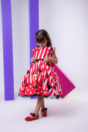 Vestido Infantil Temáticos Da Gigi Minnie/Minie Vermelha - Leveza e Elegância para Meninas | Bebeloo Kids