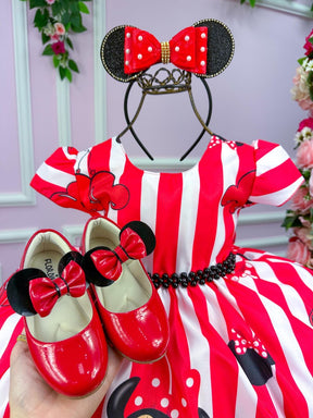 Vestido Infantil Temáticos Da Gigi Minnie/Minie Vermelha - Leveza e Elegância para Meninas | Bebeloo Kids
