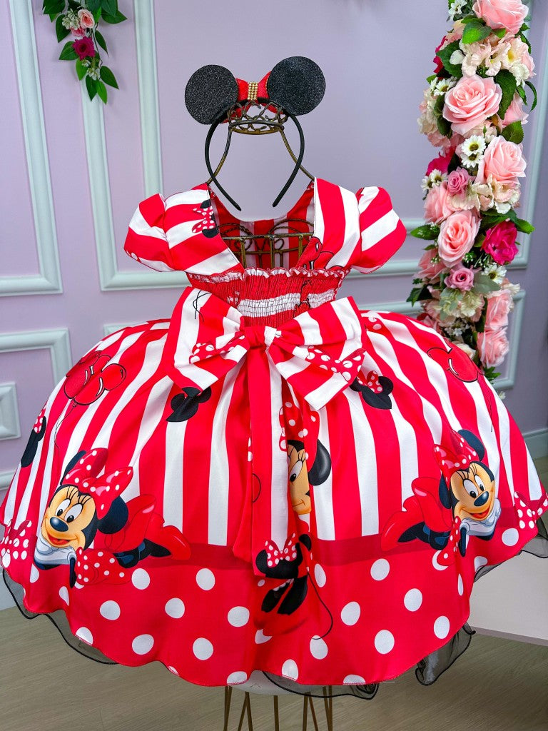 Vestido Infantil Temáticos Da Gigi Minnie/Minie Vermelha - Leveza e Elegância para Meninas | Bebeloo Kids