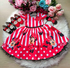 Vestido Infantil Temáticos Da Gigi Minnie/Minie Vermelha - Leveza e Elegância para Meninas | Bebeloo Kids