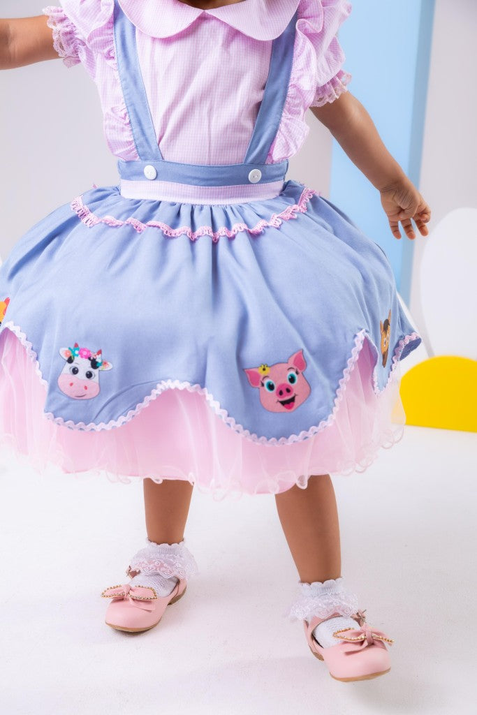 Vestido Tematicos Kids Fazendinha Salopete Jeans (VESTBNNCLBJNNFAZNSLPJANS)