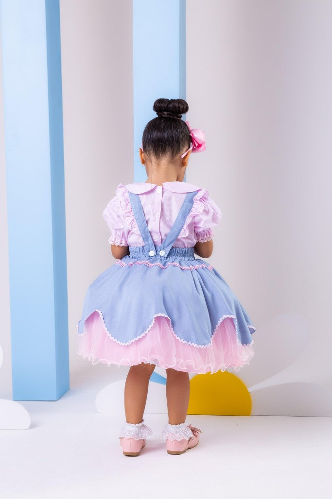 Vestido Tematicos Kids Fazendinha Salopete Jeans (VESTBNNCLBJNNFAZNSLPJANS)