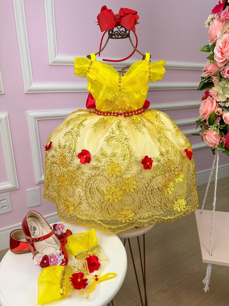 Vestido Princesa Tematico Bela e a Fera - Leveza e Elegância para Meninas | Bebeloo Kids