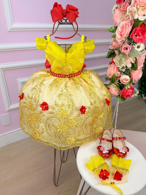 Vestido Princesa Tematico Bela e a Fera - Leveza e Elegância para Meninas | Bebeloo Kids