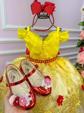 Vestido Princesa Tematico Bela e a Fera - Leveza e Elegância para Meninas | Bebeloo Kids