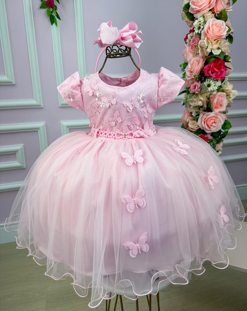 Vestido Infantil Menina Bonita Rosa Borboletas - Leveza e Elegância para Meninas | Bebeloo Kids