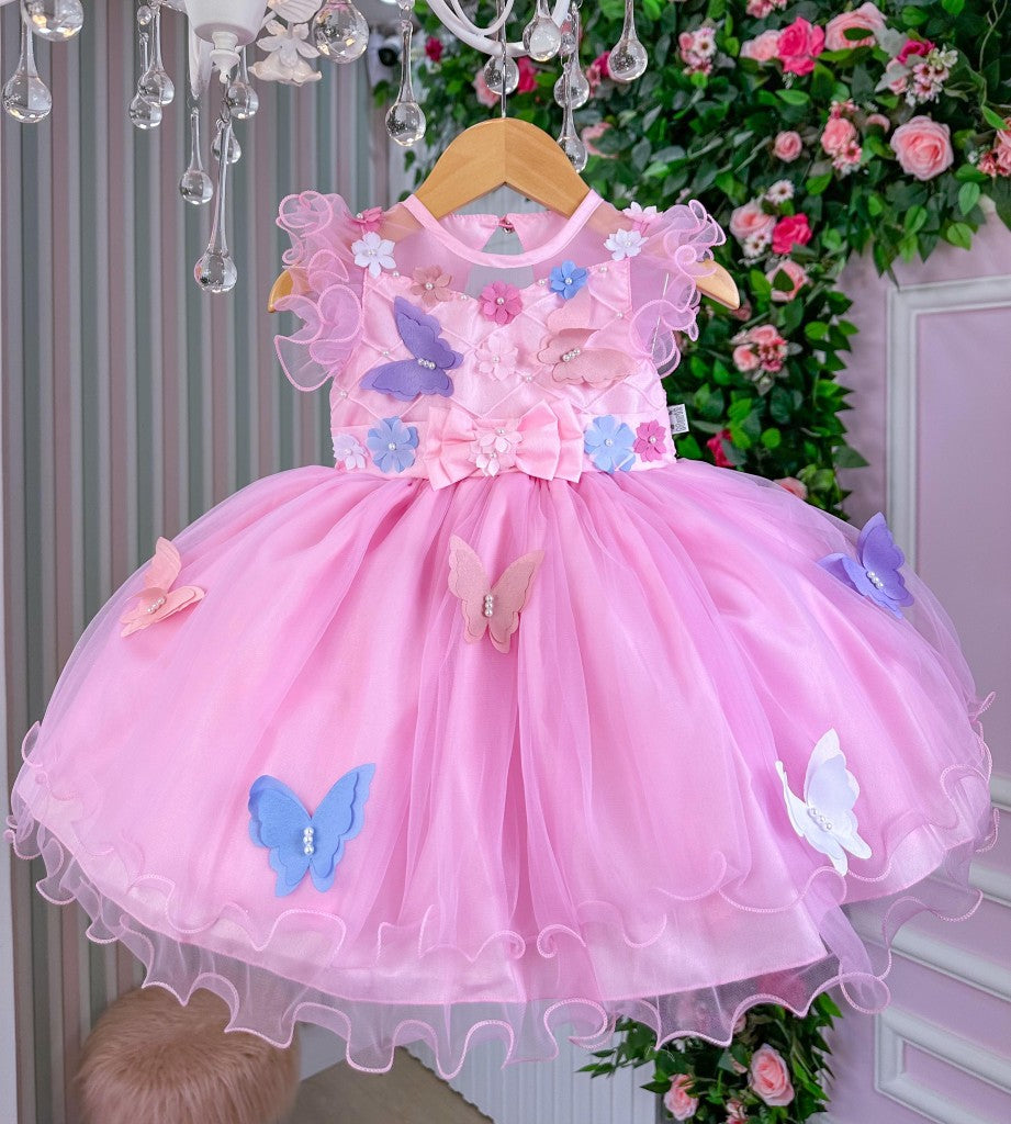 Vestido Marie Rosa Jardim Encantado Laço - Toque Delicado para Completar o Visual | Bebeloo Kids