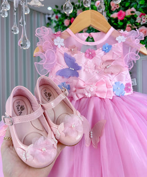 Vestido Marie Rosa Jardim Encantado Laço - Toque Delicado para Completar o Visual | Bebeloo Kids