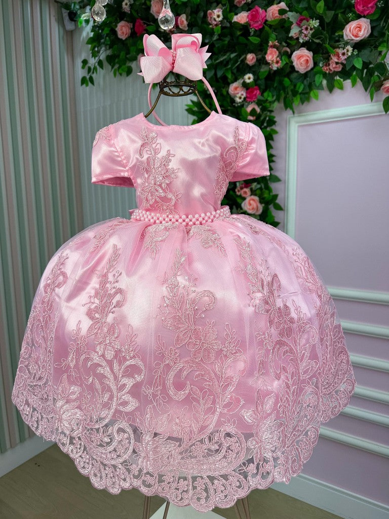 Vestido Infantil Enjoy Bebê Rosa Bebê Realeza Rendado - Leveza e Elegância para Meninas | Bebeloo Kids