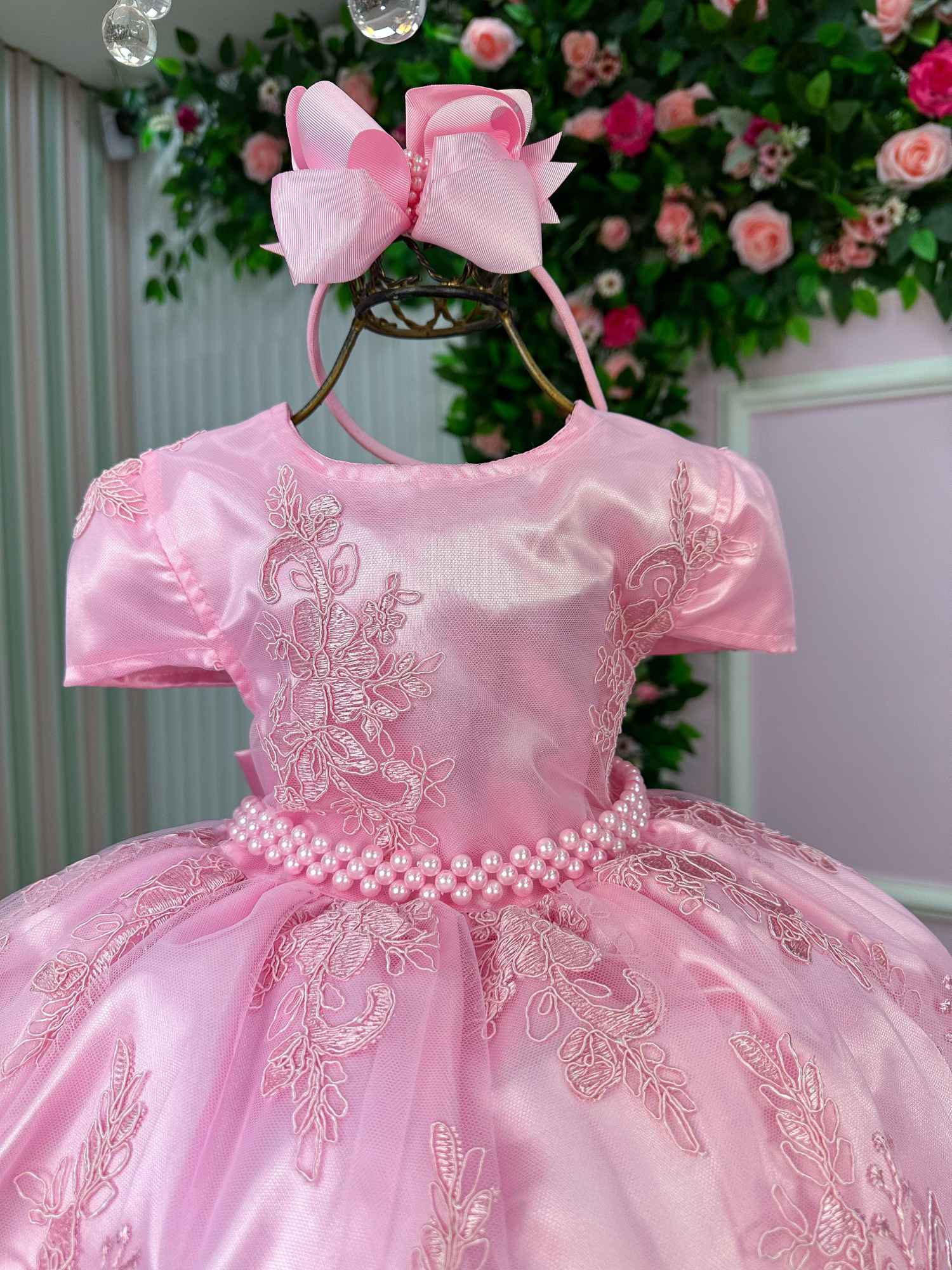 Vestido Infantil Enjoy Bebê Rosa Bebê Realeza Rendado - Leveza e Elegância para Meninas | Bebeloo Kids