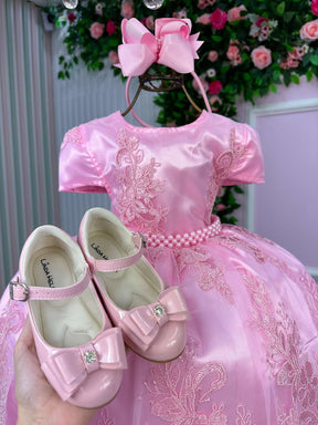 Vestido Infantil Enjoy Bebê Rosa Bebê Realeza Rendado - Leveza e Elegância para Meninas | Bebeloo Kids