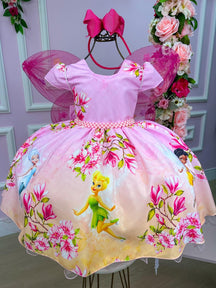 Vestido Infantil Temáticos da Gigi Fadas - Tinker Bell - Sininho Rosa - Leveza e Elegância para Meninas | Bebeloo Kids