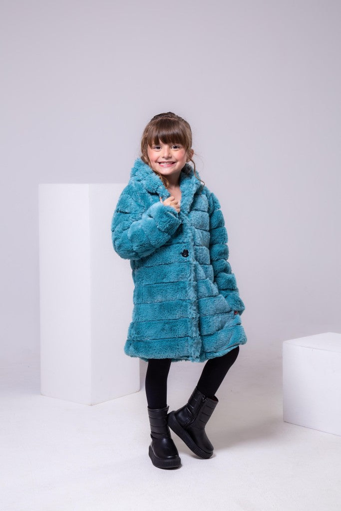 Casaco Peluciado Verde Jade Com Capuz - Aconchego e Estilo para os Pequenos | Bebeloo Kids