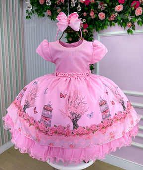 Vestido Infantil Menina Bonita Bosque Encantado Rosa - Leveza e Elegância para Meninas | Bebeloo Kids