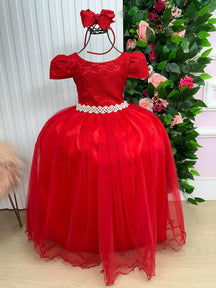 Vestido Enjoy Longo Laura Vermelho Peito Rendado - Diversão e Encanto para Brincar | Bebeloo Kids