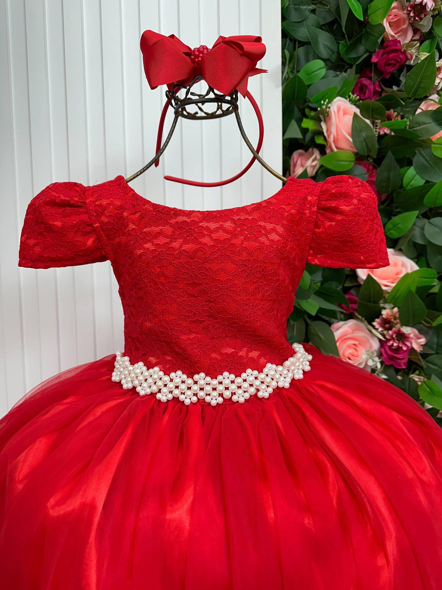Vestido Enjoy Longo Laura Vermelho Peito Rendado - Diversão e Encanto para Brincar | Bebeloo Kids
