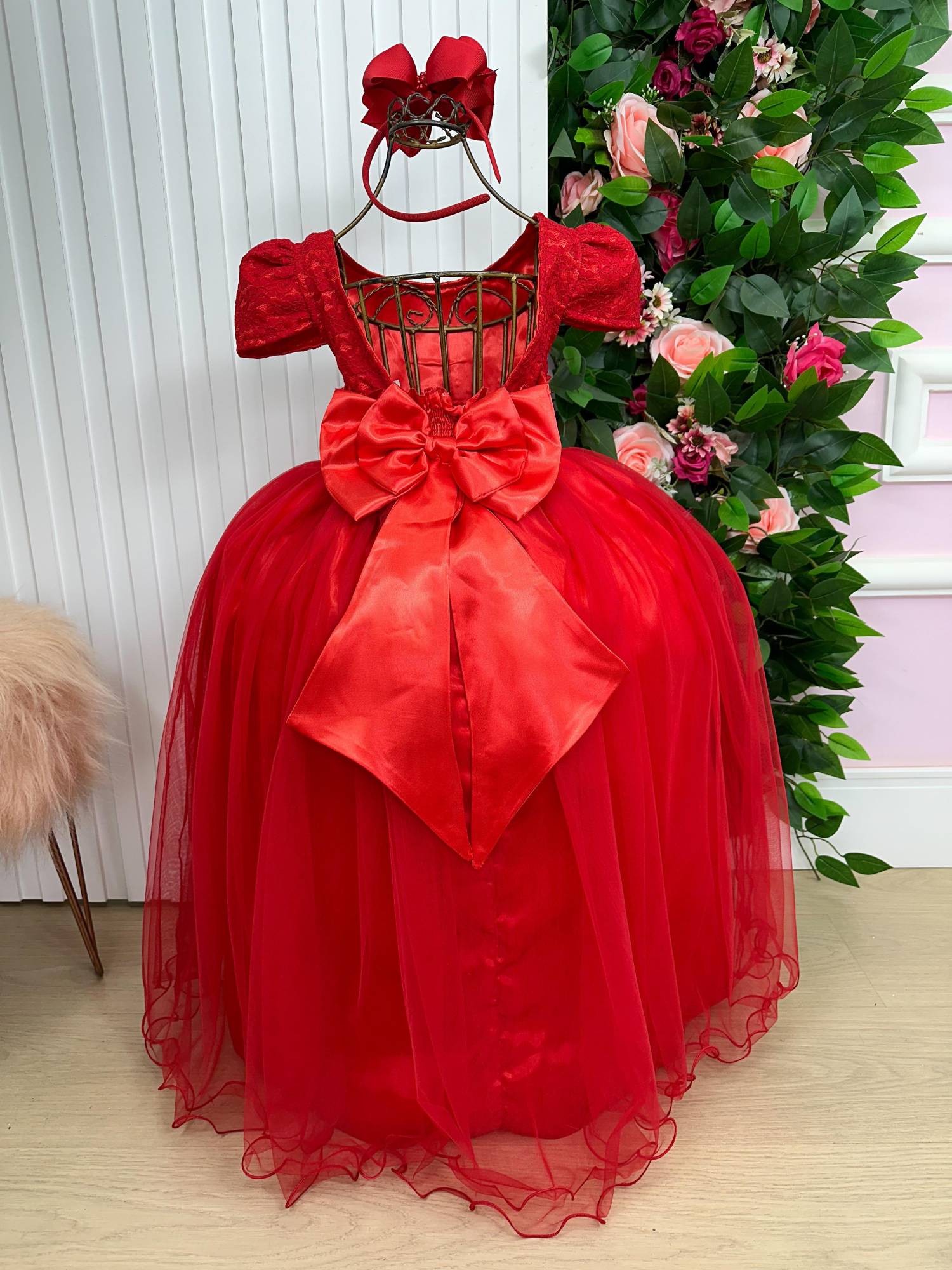 Vestido Enjoy Longo Laura Vermelho Peito Rendado - Diversão e Encanto para Brincar | Bebeloo Kids