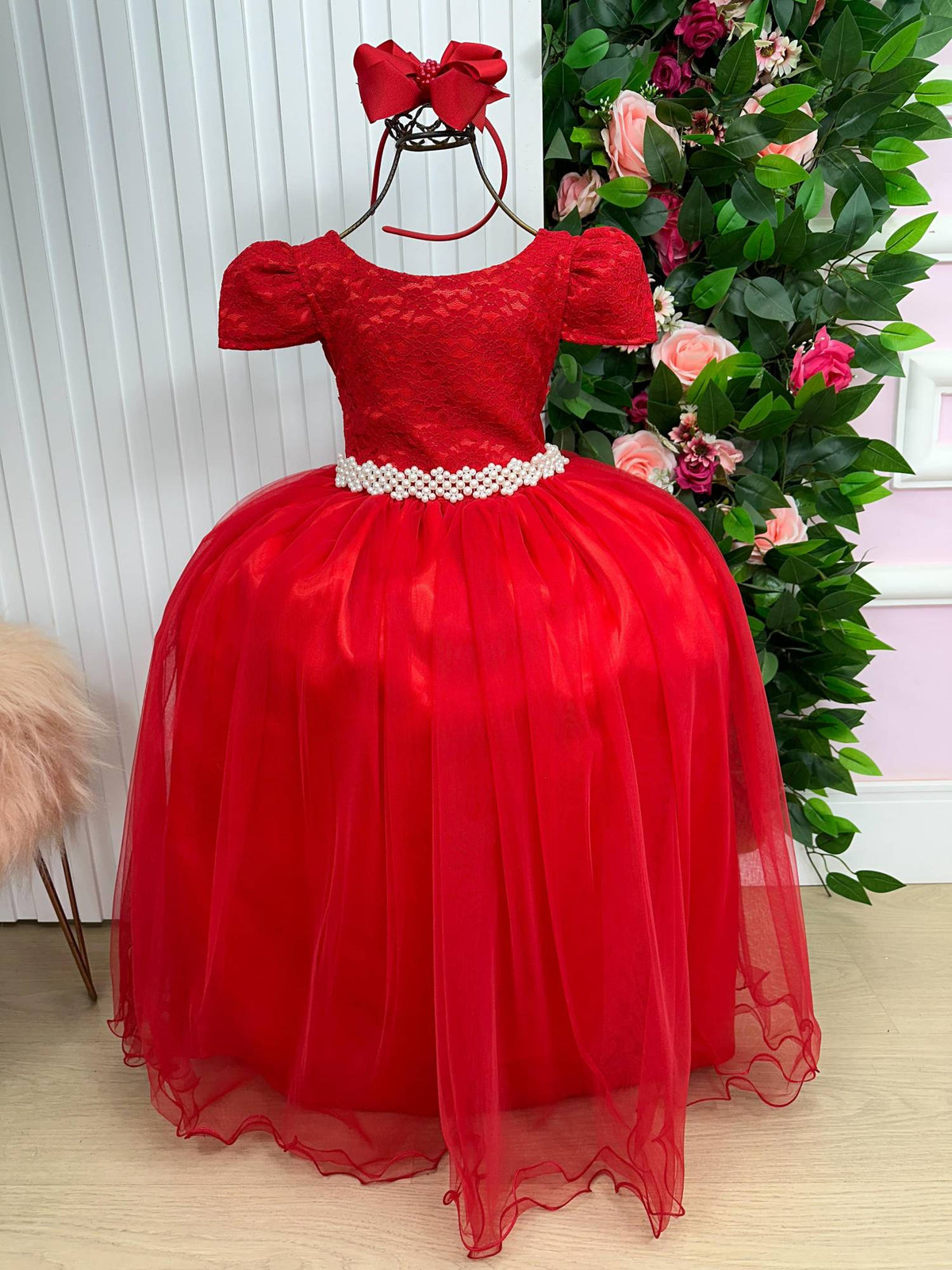 Vestido Enjoy Longo Laura Vermelho Peito Rendado - Diversão e Encanto para Brincar | Bebeloo Kids