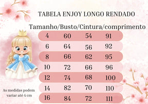 Vestido Enjoy Longo Laura Vermelho Peito Rendado - Diversão e Encanto para Brincar | Bebeloo Kids