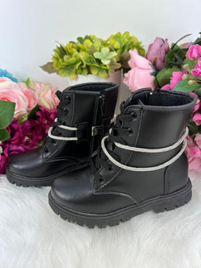 Bota Coturno Flor Di Mila Preta Fashion - Qualidade e Cuidado para os Pequenos | Bebeloo Kids