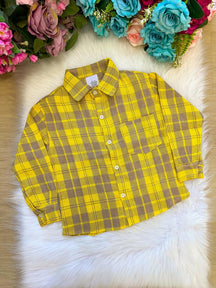 Camisa Xadrez Miguel Amarelo Flanela/Flanelada Junina - Elegância e Conforto para os Pequenos | Bebeloo Kids