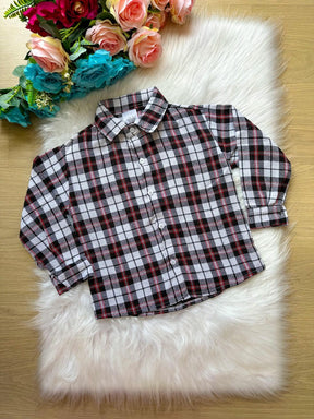 Camisa Xadrez Arthur Branca Flanela/Flanelada Junina - Elegância e Conforto para os Pequenos | Bebeloo Kids