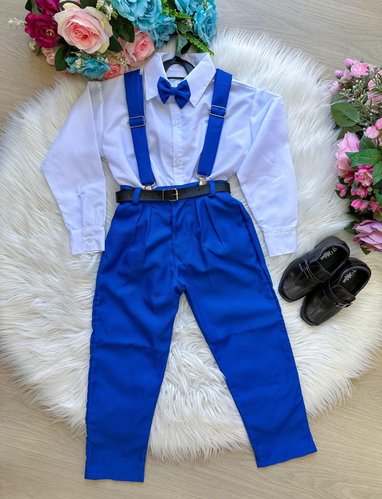 Conjunto Meninos Miss Cherry Leo Suspensorio Azul Royal - Estilo Delicado para o Dia a Dia | Bebeloo Kids
