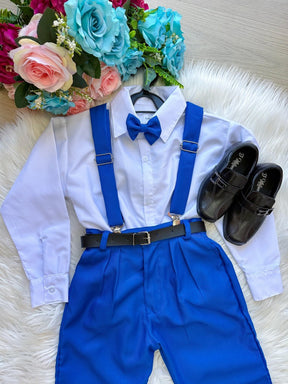 Conjunto Meninos Miss Cherry Leo Suspensorio Azul Royal - Estilo Delicado para o Dia a Dia | Bebeloo Kids