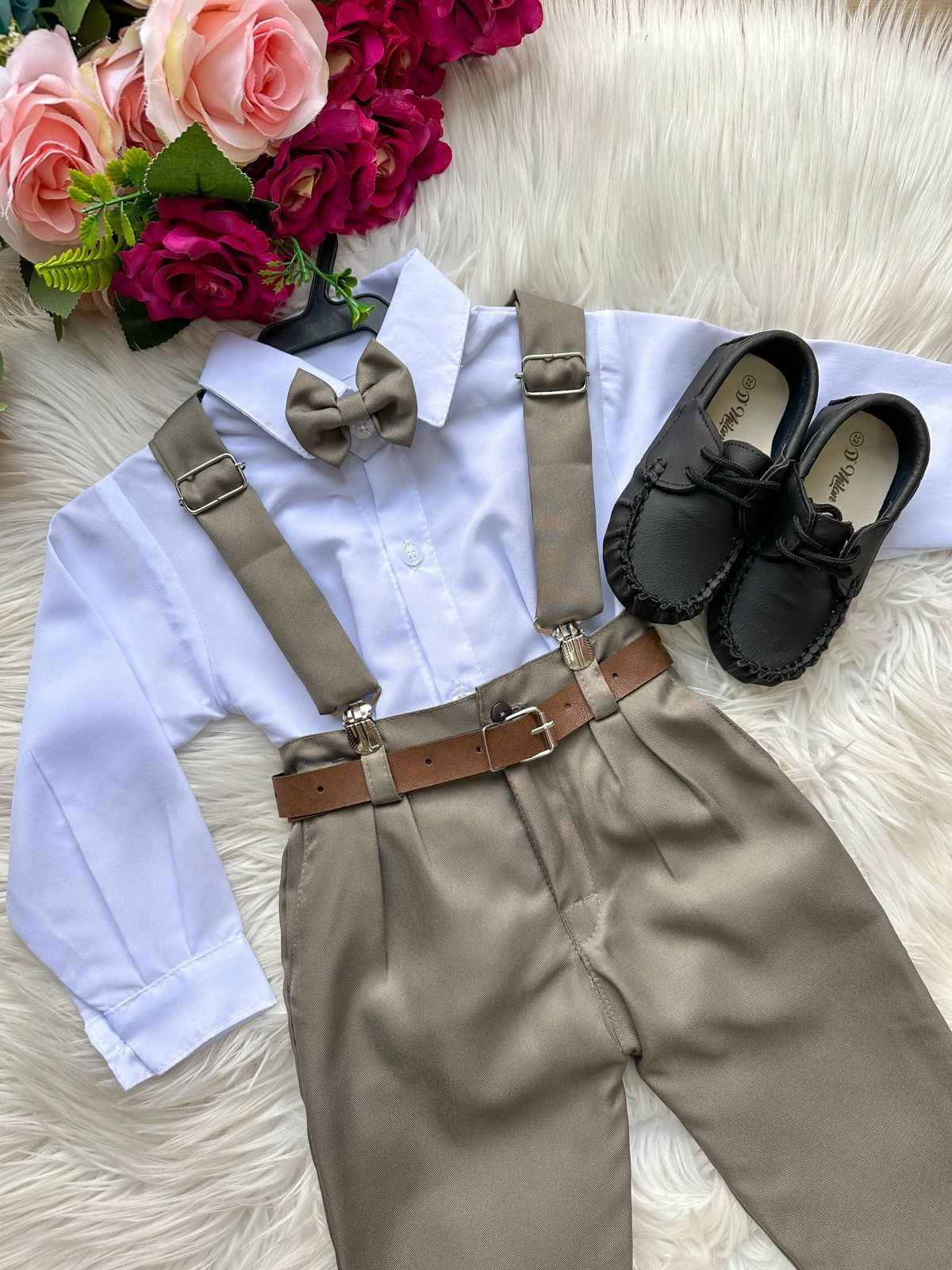 Conjunto Meninos Miss Cherry Leo Suspensorio Verde Militar - Estilo Delicado para o Dia a Dia | Bebeloo Kids