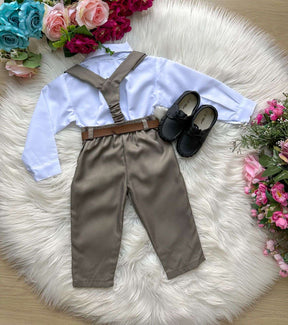 Conjunto Meninos Miss Cherry Leo Suspensorio Verde Militar - Estilo Delicado para o Dia a Dia | Bebeloo Kids