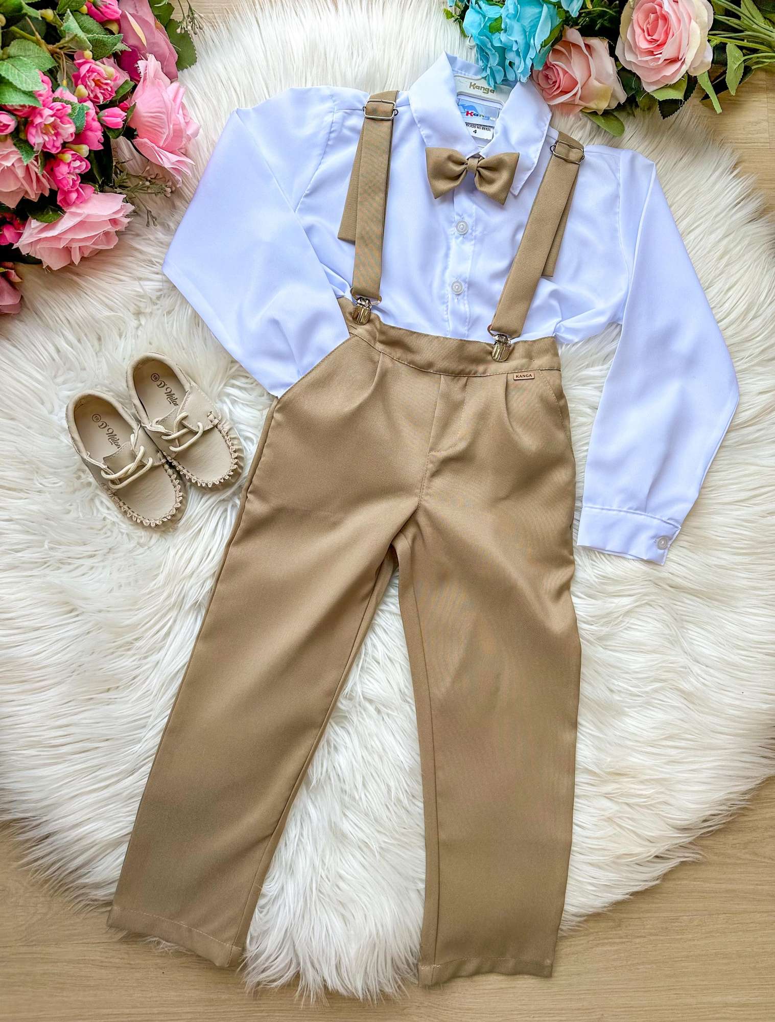 Conjunto Kanga Social Gustavo Marrom Castor Suspensorio - Estilo Delicado para o Dia a Dia | Bebeloo Kids