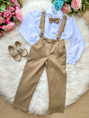 Conjunto Kanga Social Gustavo Marrom Castor Suspensorio - Estilo Delicado para o Dia a Dia | Bebeloo Kids