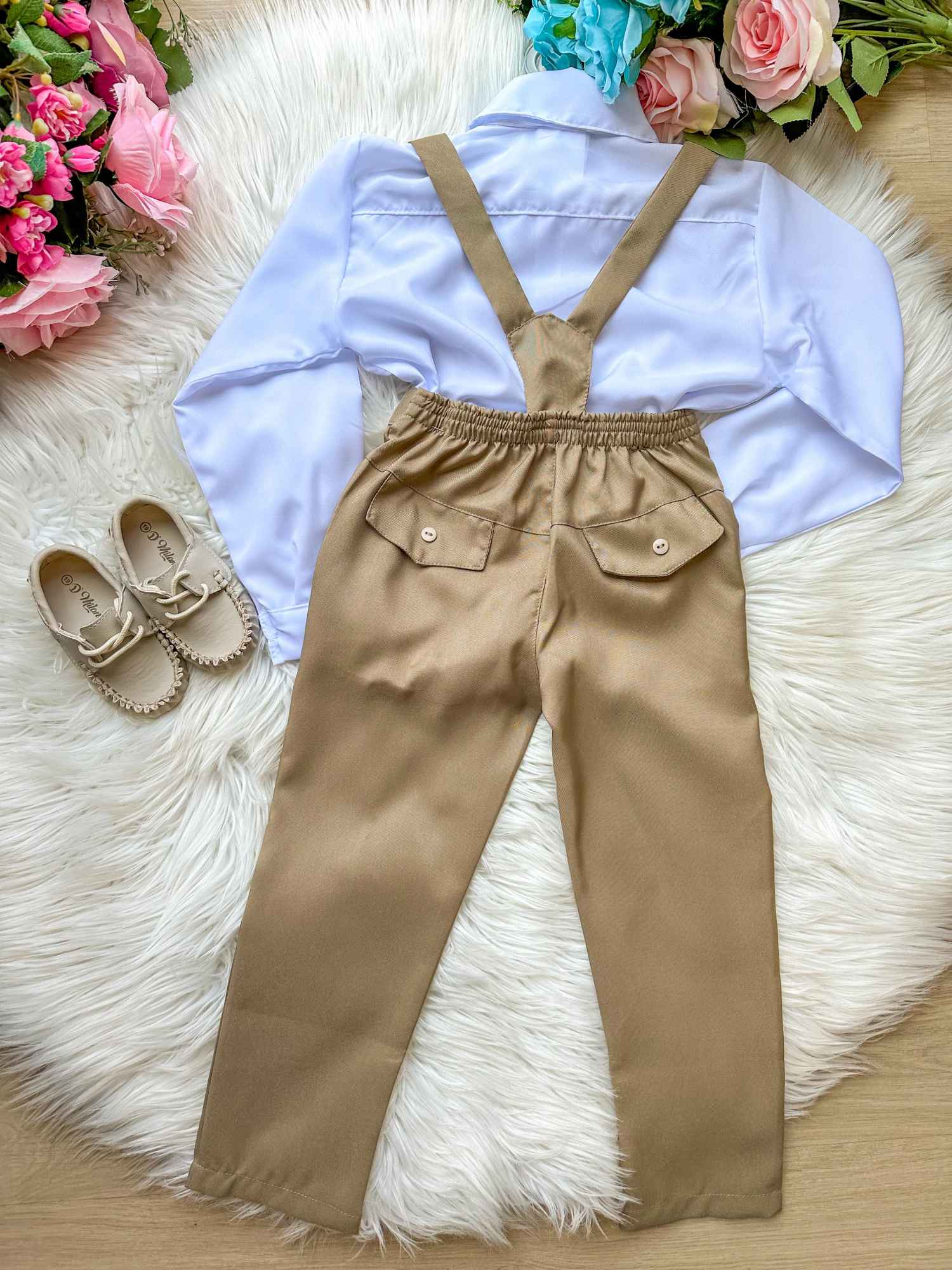 Conjunto Kanga Social Gustavo Marrom Castor Suspensorio - Estilo Delicado para o Dia a Dia | Bebeloo Kids