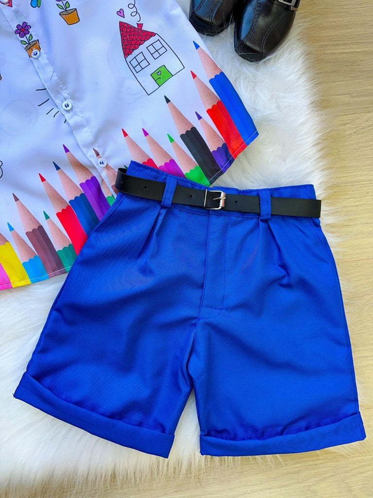 Conjunto Miss cherry Meninos - Lapis Aquarela Azul ABC - Estilo Delicado para o Dia a Dia | Bebeloo Kids