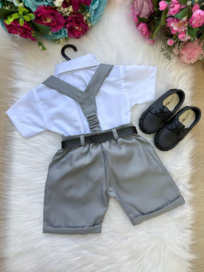Conjunto Miss Cherry Meninos Social Shorts Ravi Cinza - Estilo Delicado para o Dia a Dia | Bebeloo Kids