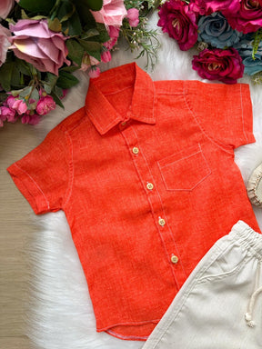 Conjunto Meninos Lucas Banana Club Shorts Camisa Laranja - Estilo Delicado para o Dia a Dia | Bebeloo Kids