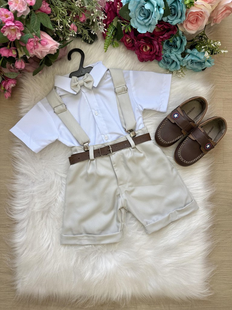 Conjunto Miss Cherry Meninos Social Shorts Ravi Cinza Claro - Estilo Delicado para o Dia a Dia | Bebeloo Kids