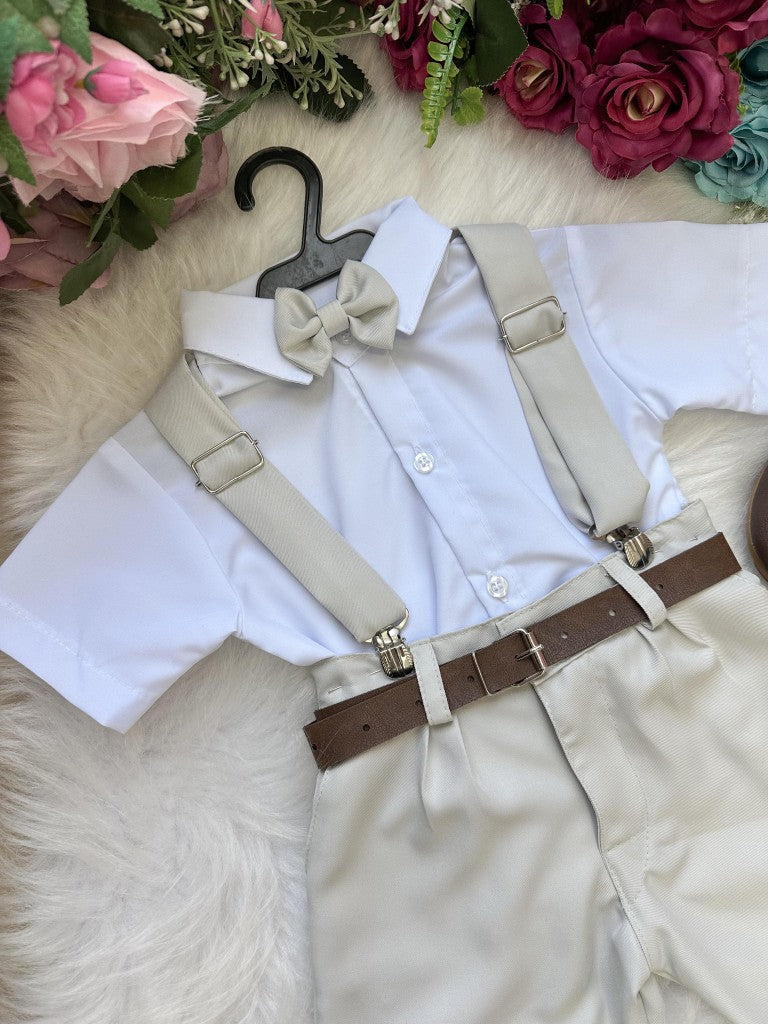 Conjunto Miss Cherry Meninos Social Shorts Ravi Cinza Claro - Estilo Delicado para o Dia a Dia | Bebeloo Kids