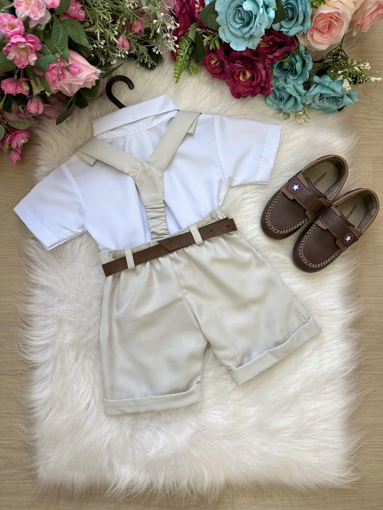 Conjunto Miss Cherry Meninos Social Shorts Ravi Cinza Claro - Estilo Delicado para o Dia a Dia | Bebeloo Kids