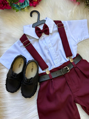 Conjunto Miss Cherry Meninos Social Shorts Ravi Marsala - Estilo Delicado para o Dia a Dia | Bebeloo Kids