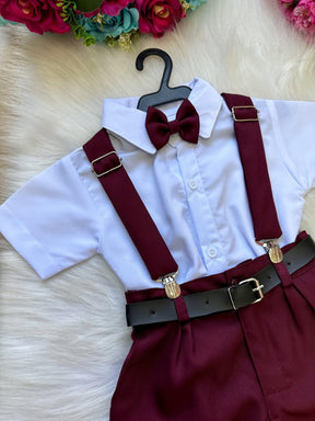 Conjunto Miss Cherry Meninos Social Shorts Ravi Marsala - Estilo Delicado para o Dia a Dia | Bebeloo Kids