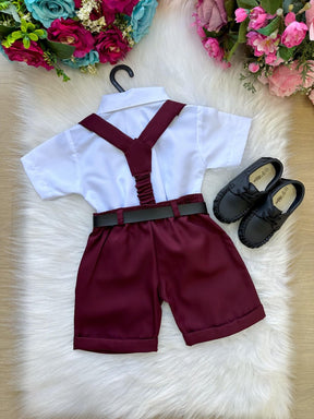 Conjunto Miss Cherry Meninos Social Shorts Ravi Marsala - Estilo Delicado para o Dia a Dia | Bebeloo Kids