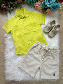 Conjunto Meninos Lucas Banana Club Shorts Camisa Verde Lima - Estilo Delicado para o Dia a Dia | Bebeloo Kids