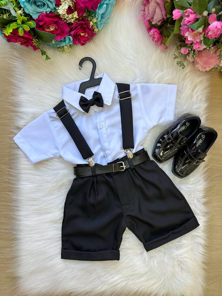 Conjunto Miss Cherry Meninos Social Shorts Ravi Preto - Estilo Delicado para o Dia a Dia | Bebeloo Kids