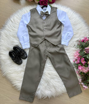 Conjunto Miss Cherry Social Leonardo Colete Verde Militar - Estilo Delicado para o Dia a Dia | Bebeloo Kids