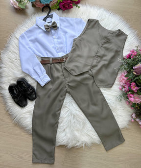 Conjunto Miss Cherry Social Leonardo Colete Verde Militar - Estilo Delicado para o Dia a Dia | Bebeloo Kids