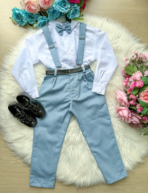 Conjunto Meninos Miss Cherry Leo Suspensorio Azul Claro - Estilo Delicado para o Dia a Dia | Bebeloo Kids