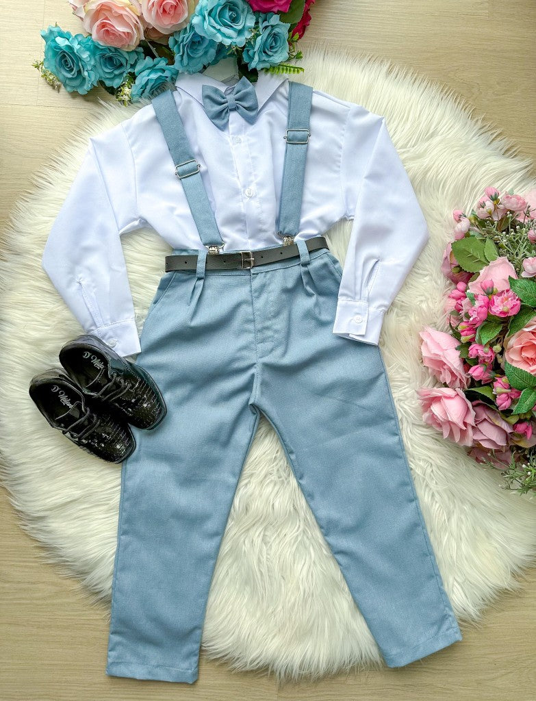 Conjunto Meninos Miss Cherry Leo Suspensorio Azul Claro - Estilo Delicado para o Dia a Dia | Bebeloo Kids